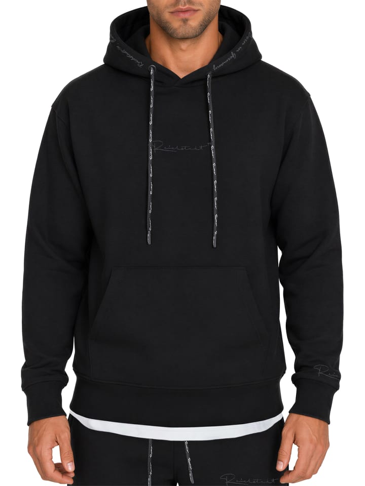 Herren Regular Fit Hoodie Marken-Stick in Black