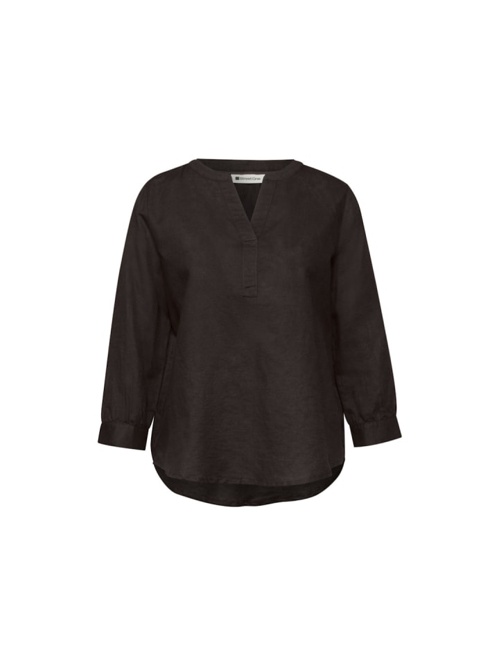 Langarmbluse in espresso brown