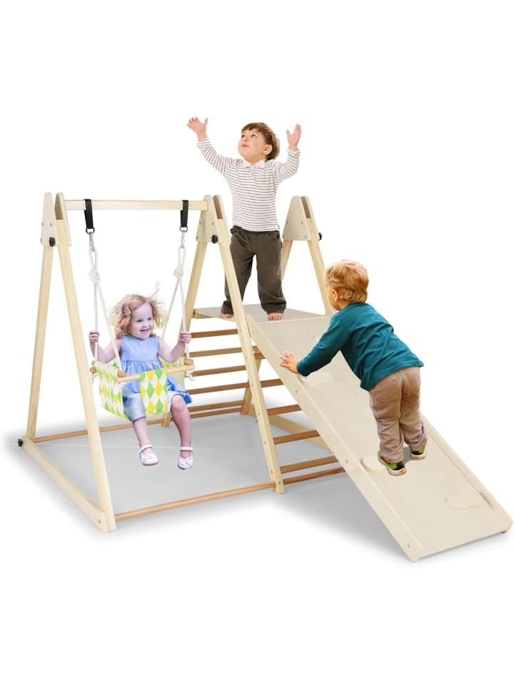 4 in 1 Klettergerüst Indoor ab 1 Jahr in Hellbraun