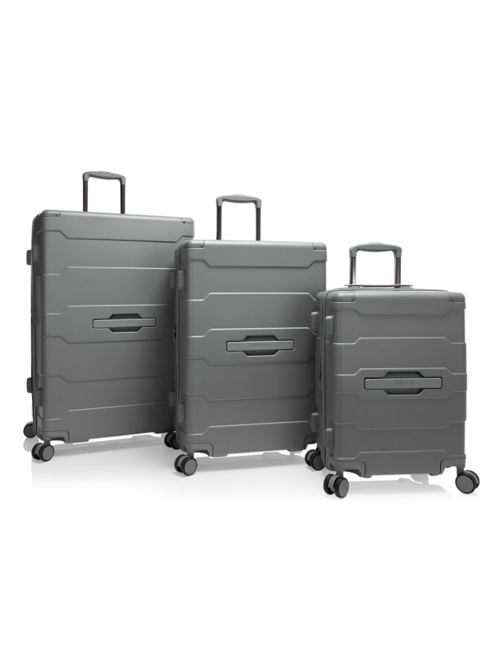ReNew 4 Rollen Kofferset 3-teilig mit Dehnfalte charcoal
