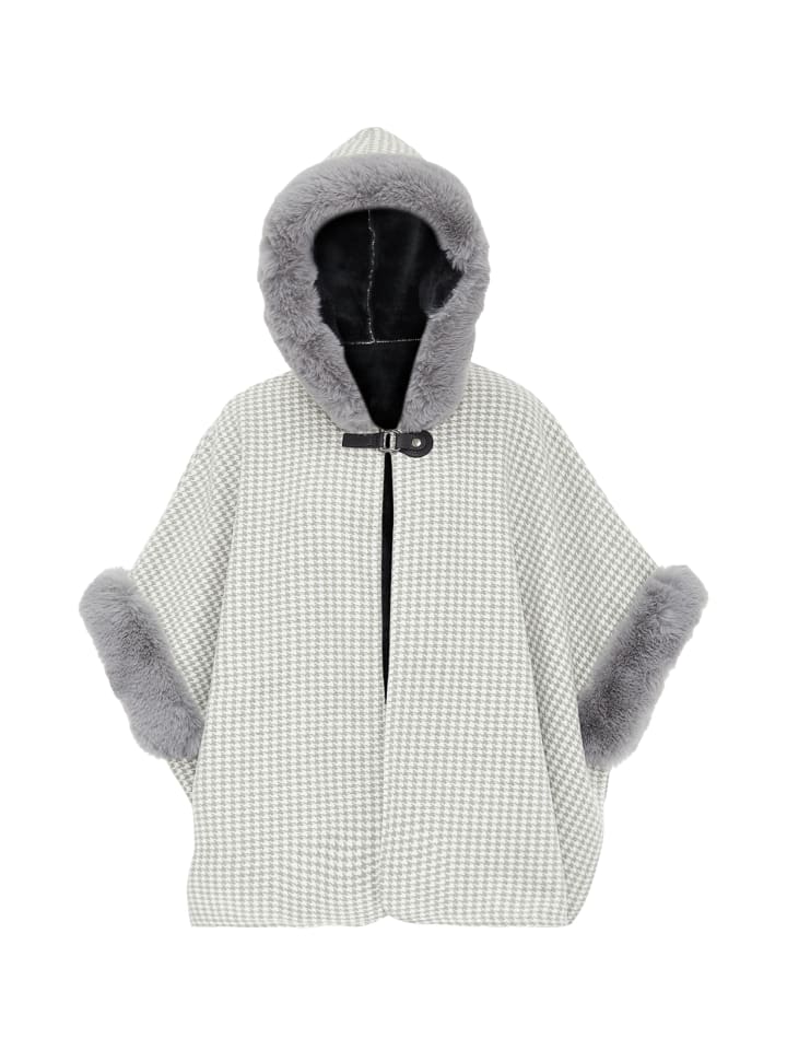 Damen Poncho in Hellgrau