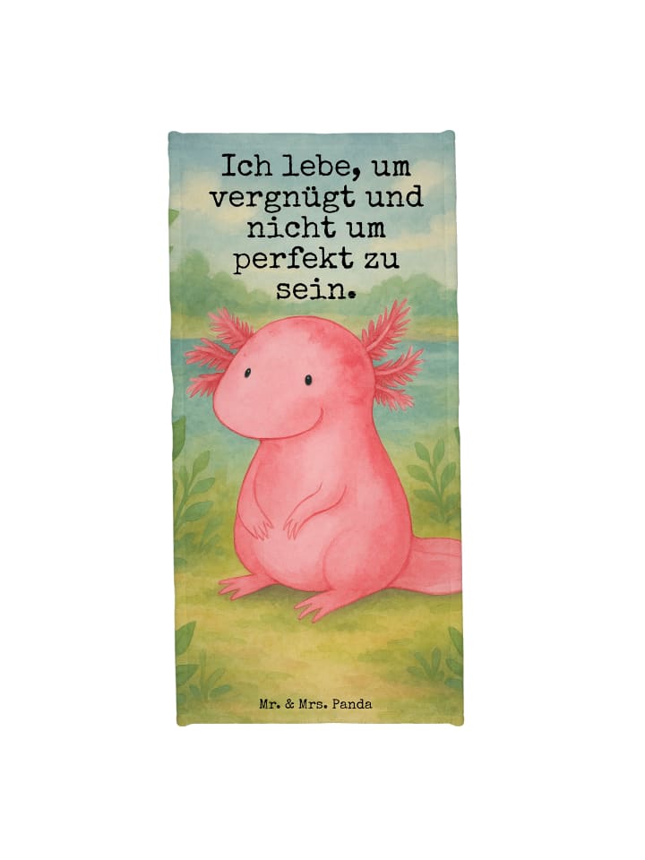 Handtuch Axolotl Niedlich Design mit Spruch in Weiß
