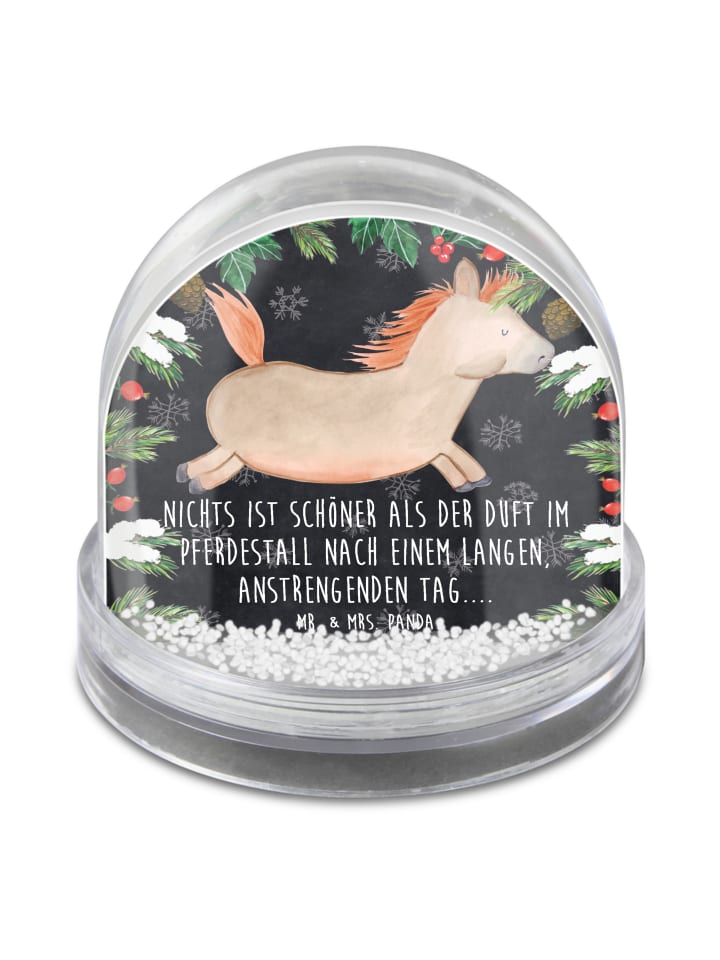glitzerkugel Pferd Springen mit Spruch in Kreidetafel