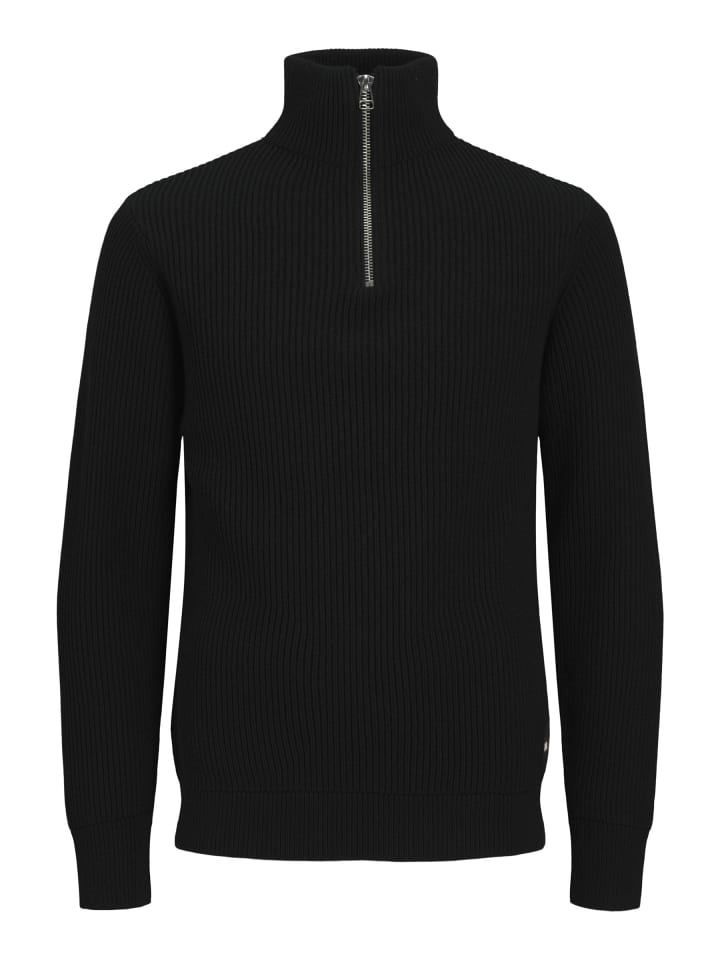 Strickjacke mit Viertelreißverschluss in Black 2