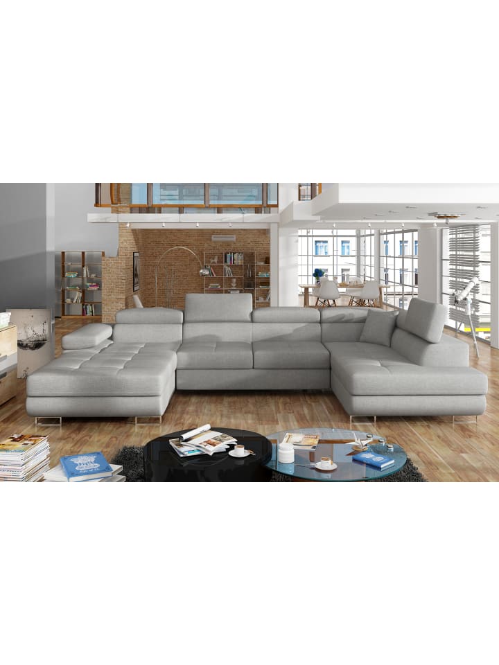 Rodri Recamiere Rechts in Grau - (L) 202 x (B) 345 x (H) 90 cm