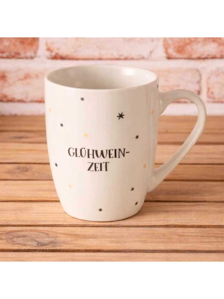 Becher WINTERWELT Weiß mit Sterne GLÜHWEINZEIT 350 ml