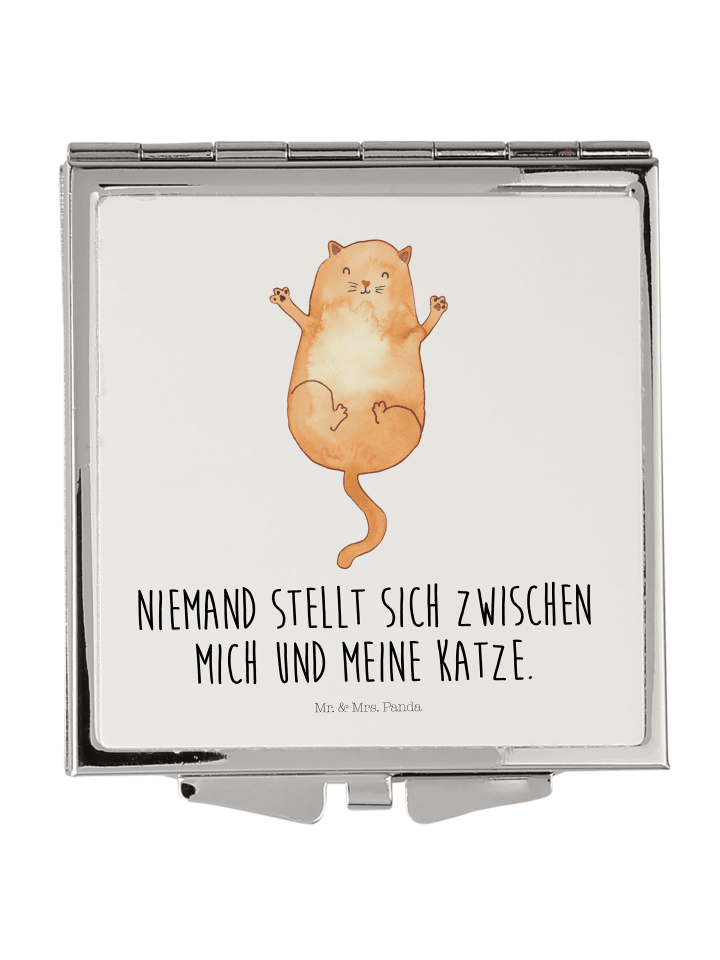 Kosmetikspiegel Katze Umarmen mit Spruch in Weiß