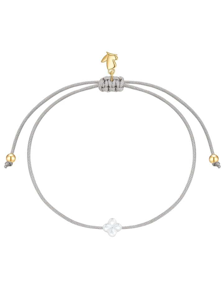Armband Kleeblatt aus Edelstahl mit Perlmutt in weiß