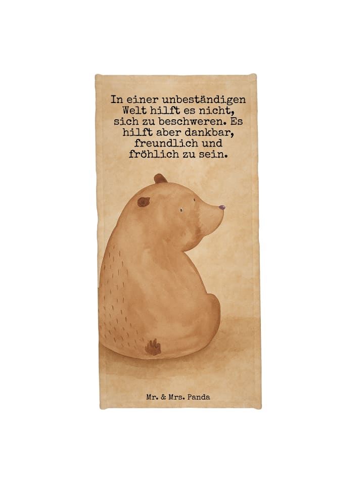 Badetuch Bär Schulterblick Design mit Spruch in Weiß