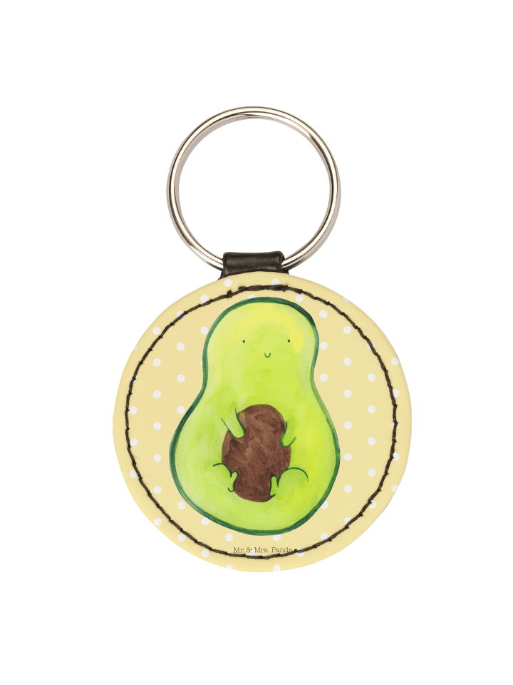 Schlüsselkette Avocado Kern ohne Spruch in Gelb Pastell