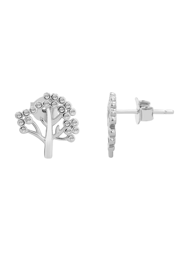 Damen Ohrringe – Ohrstecker Lebensbaum aus 925 Silber in silber