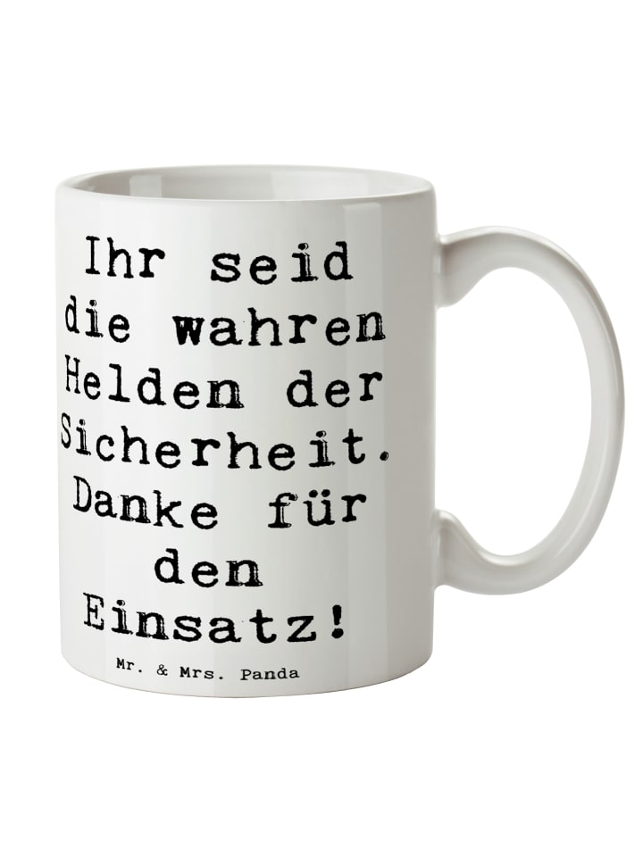 Kaffeebecher Spruch Sicherheitsdienst Helden mi... in Weiß