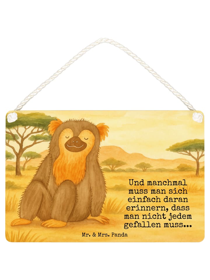 Schild Affe Design mit Spruch in Weiß