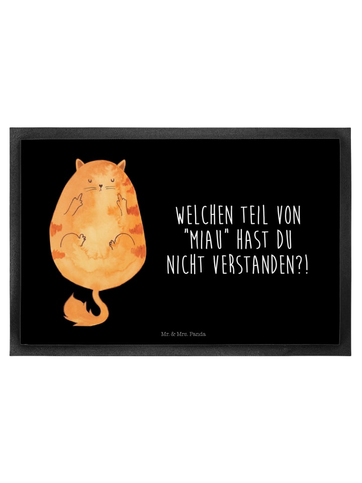 Fußmatte Katze Mittelfinger mit Spruch in Schwarz