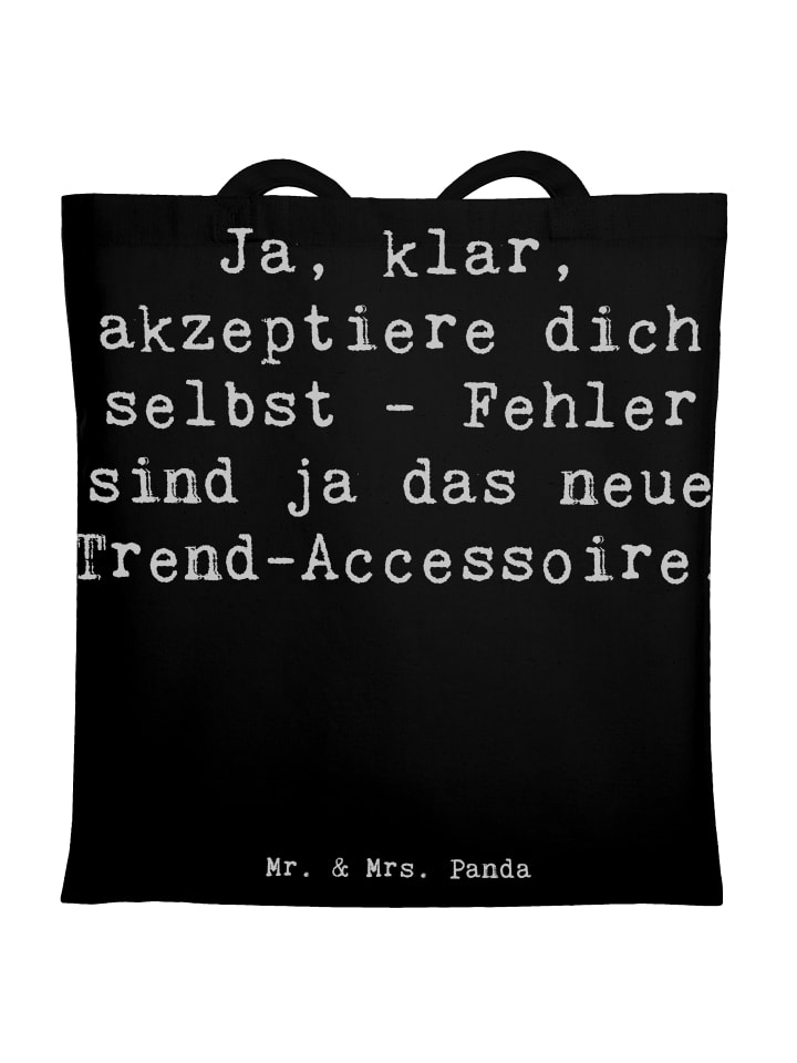 Tote Bag Spruch Selbstakzeptanz Trend mit Spruch in Schwarz