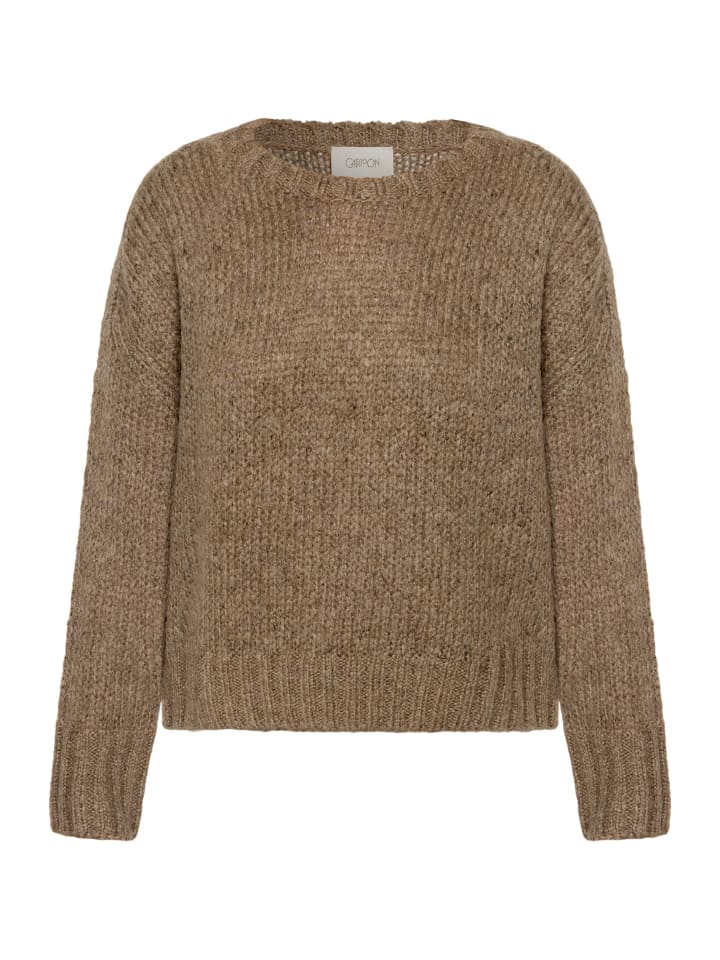 Basic-Pullover mit Rundhalsausschnitt in Hellbraun
