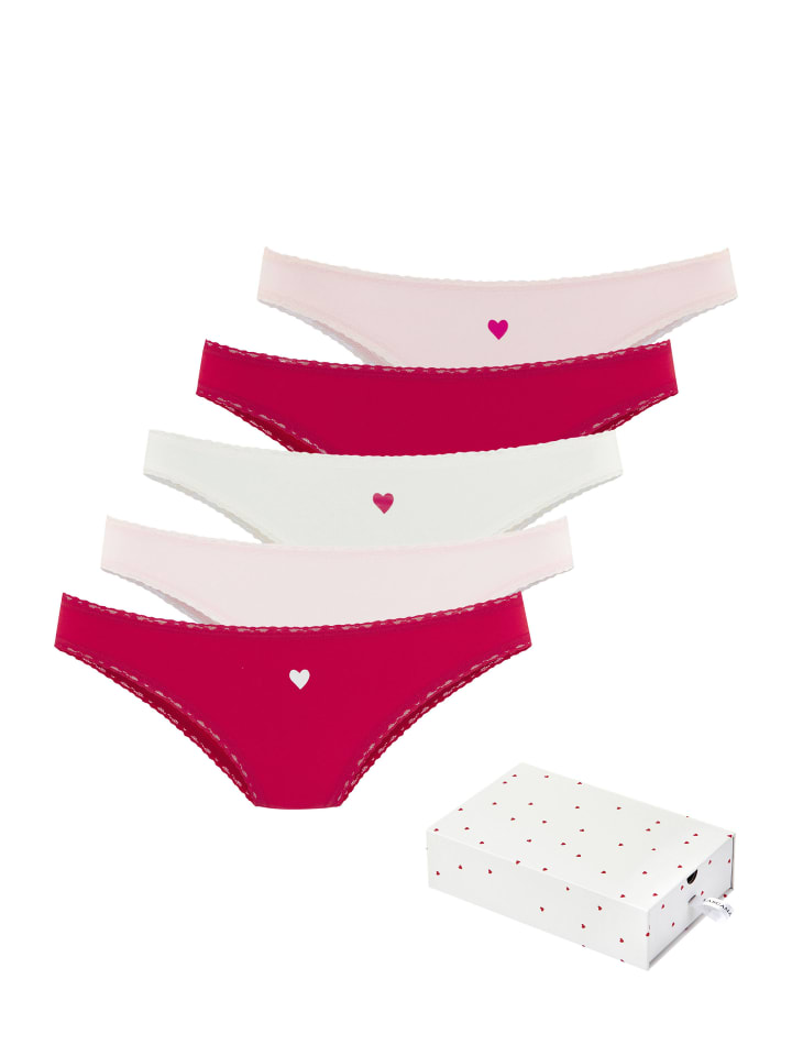 Brasilslip in rot, creme, rosa