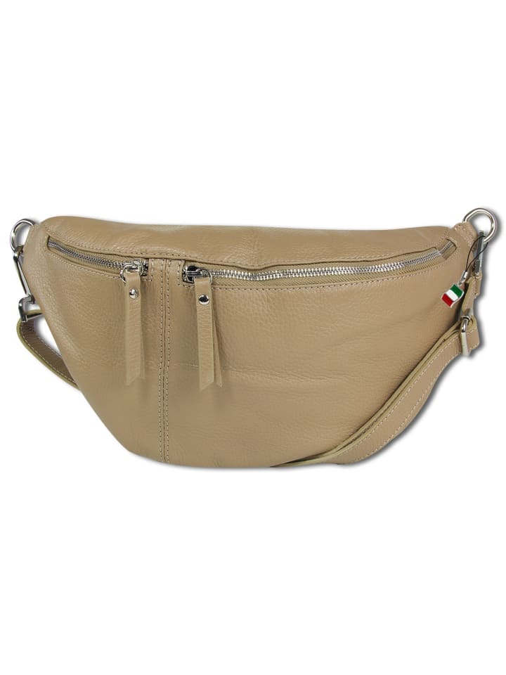 Gürteltasche Leder beige, taupe ca. 37cm