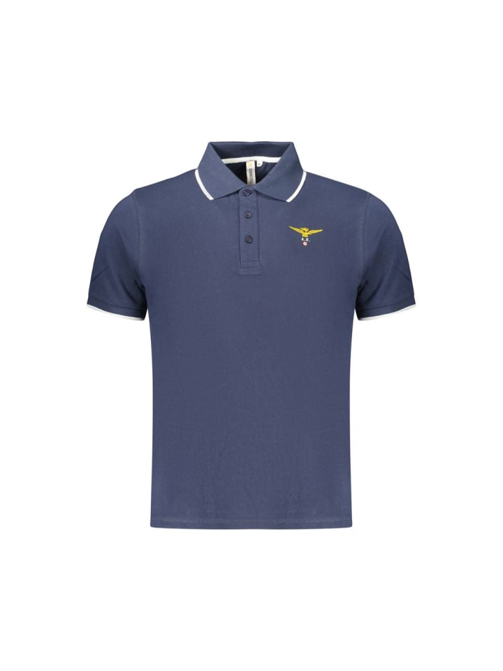 Blau Baumwolle Herren Polo Hemd