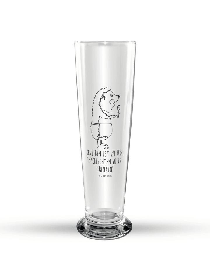 Bierglas Igel Wein mit Spruch in Transparent