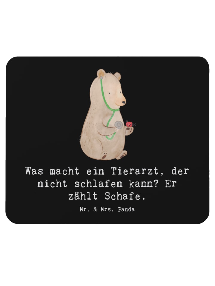 Mauspad Tierarzt Schafzählen mit Spruch in Schwarz