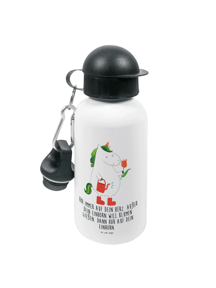 Trinkflasche Einhorn Gärtner mit Spruch in Weiß