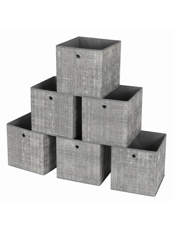 6er-Set: Aufbewahrungsbox Tina in Grau meliert - (B)30 x (H)30 x (T)30 cm