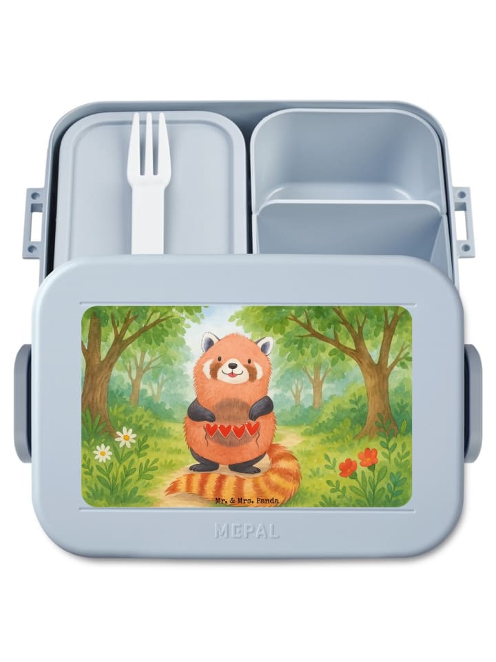 Bentobox Roter Panda Design ohne Spruch in Blau Pastell