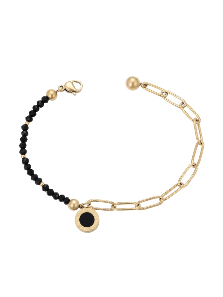 Women Cable Chain Link Bracelet in Gold Black