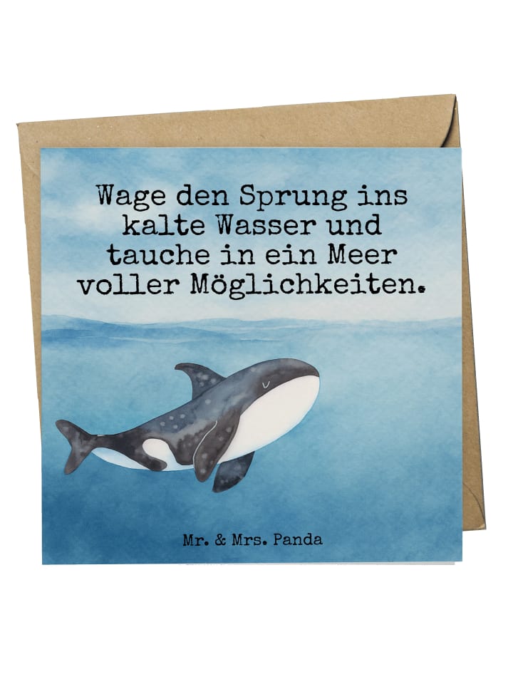Grußkarte Orca Design mit Spruch in Weiß