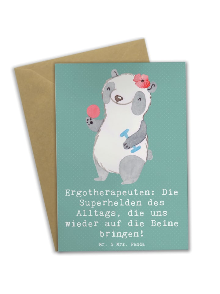 Grußkarte Ergotherapeutin Superhelden mit Spruch in Meeresbrise