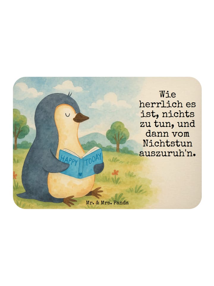 Magnet Pinguin Buch Design mit Spruch in Weiß