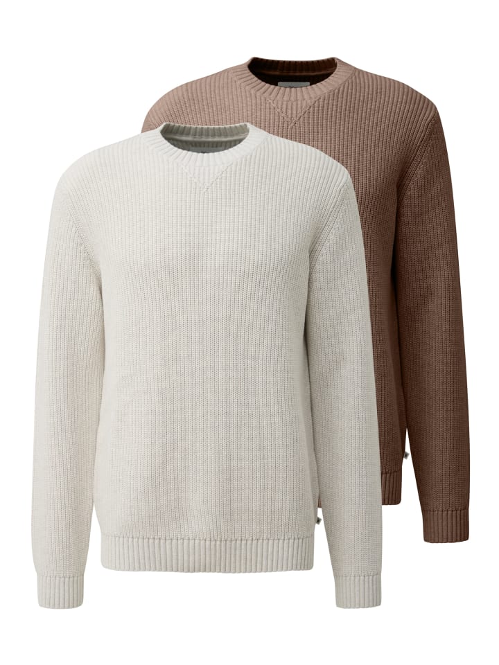 Pullover Basic in Creme / braun
