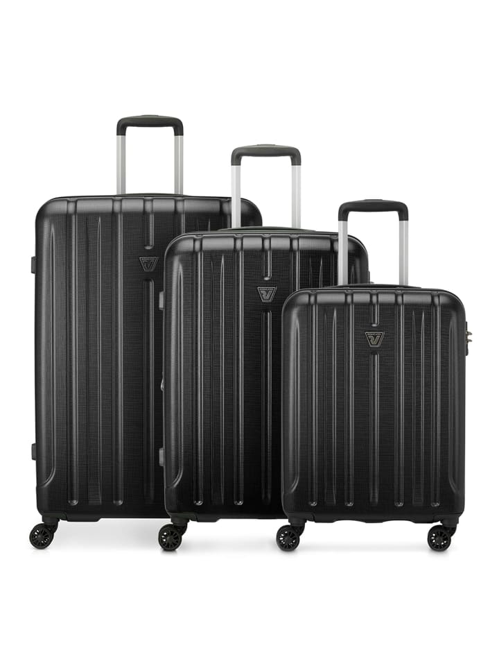Kinetic 2.0 4 Rollen Kofferset 3-teilig mit Dehnfalte nero