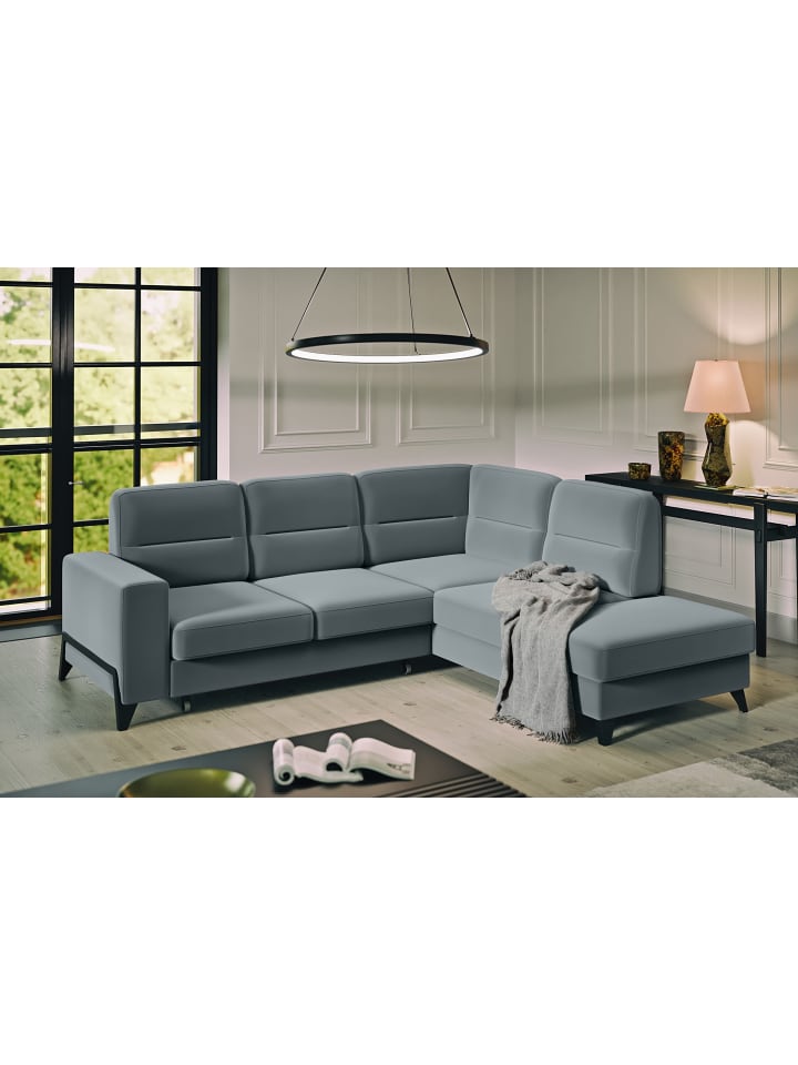 Cassada Recamiere Rechts in Charcoal -  (L) 237 x (B) 277 x (H) 100 cm