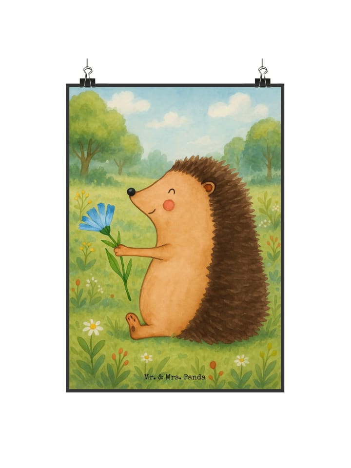 Print Igel Blumen Design ohne Spruch in Weiß