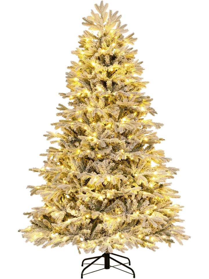 210 cm Künstlicher Weihnachtsbaum mit Schnee und Beleuchtung in Grün