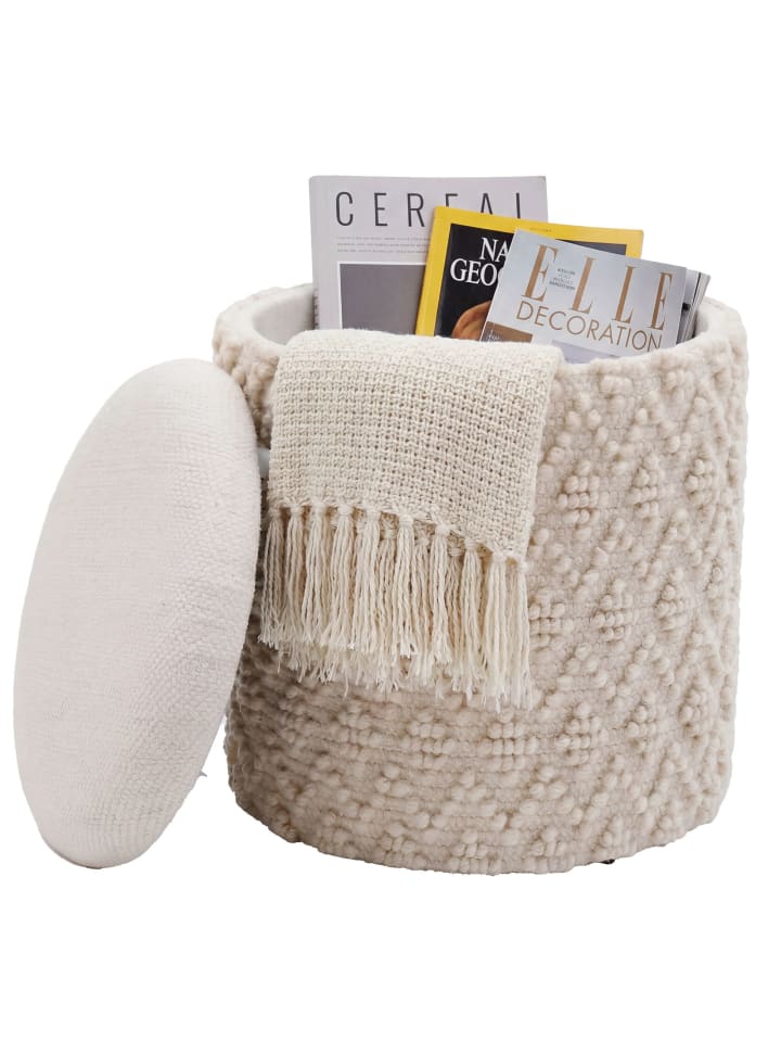 Hocker und Sitzsäcke in Beige / Stoff / 40x40x45