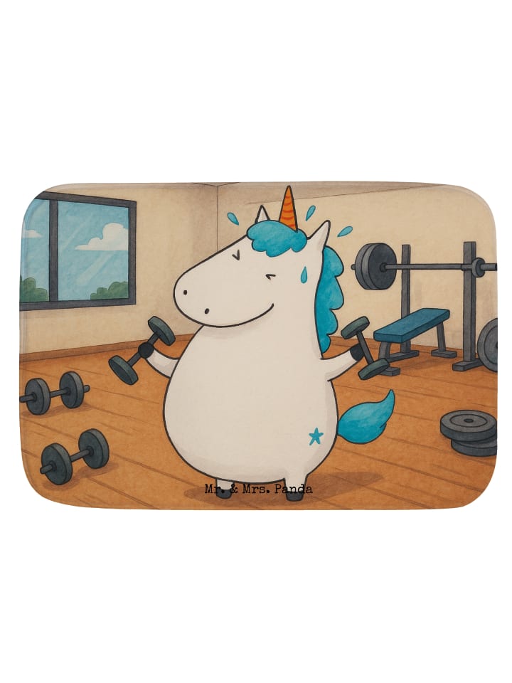 Badezimmerteppich Einhorn Fitness Design ohne S... in Weiß