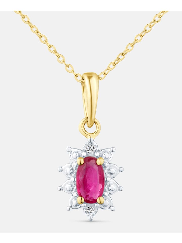 Kette mit Anhänger, mit Rubin, 375 Gelbgold