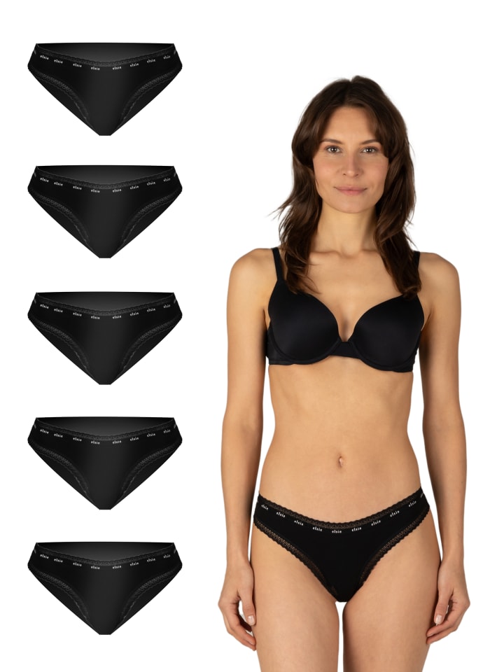 5er Pack Tanga in Schwarz