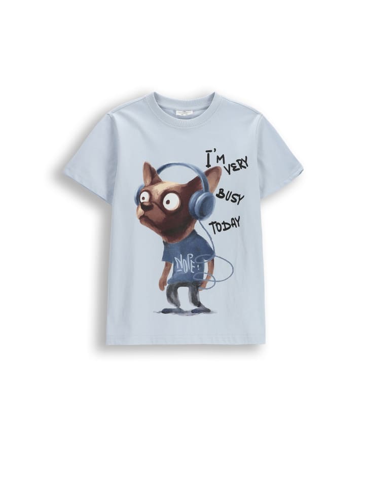 Baumwoll-T-Shirt mit kurzen Ärmeln in hellblau