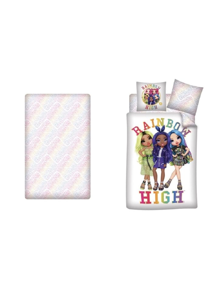Rainbow High – Bettwäsche-Set mit 1x Bettbezug(140x200cm), 1x in Weiß