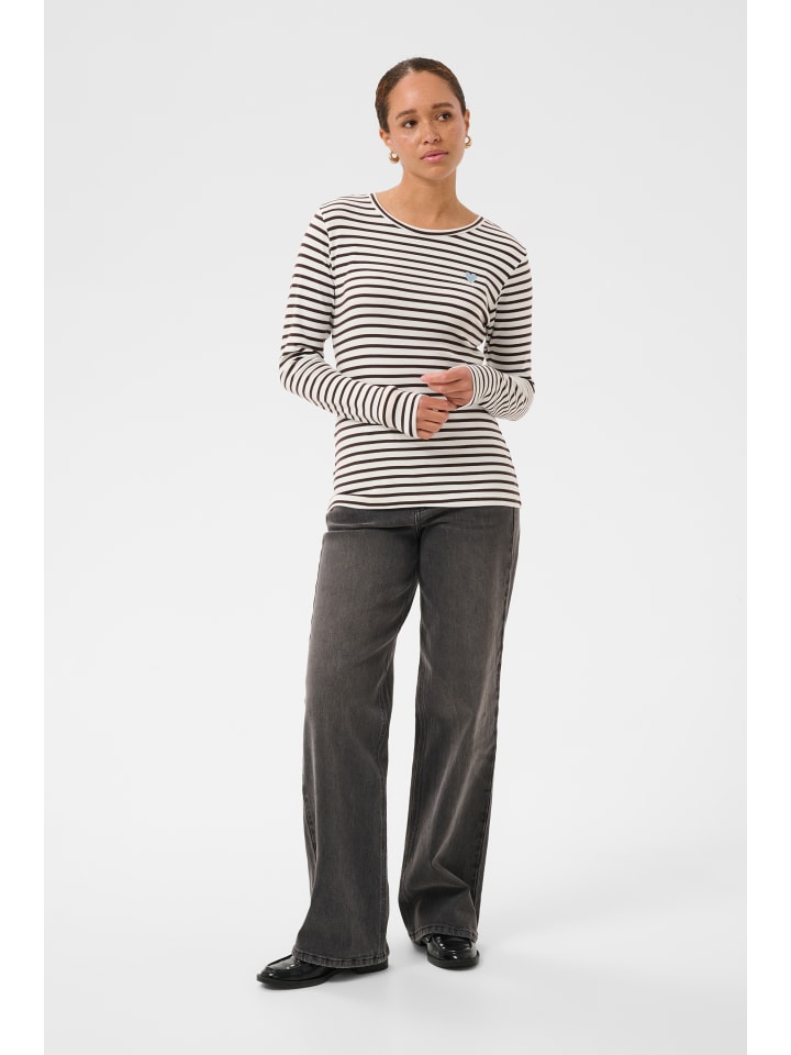 Langarm-Shirt Liddy Regular fit in Chalk / Brown - Blue Heart
