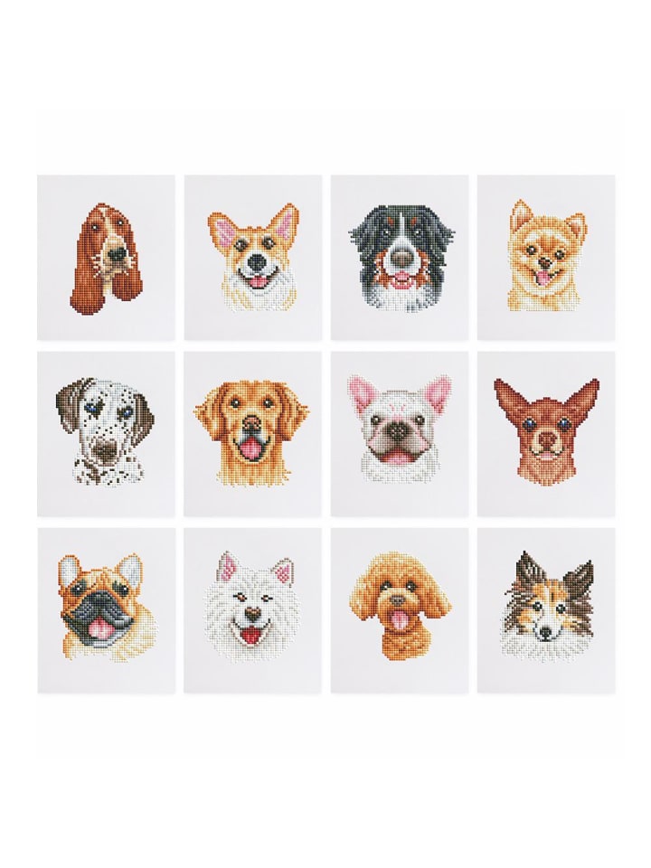 Mini Diamond Painting Mini s 12er Set-"Wuff & Spaß"