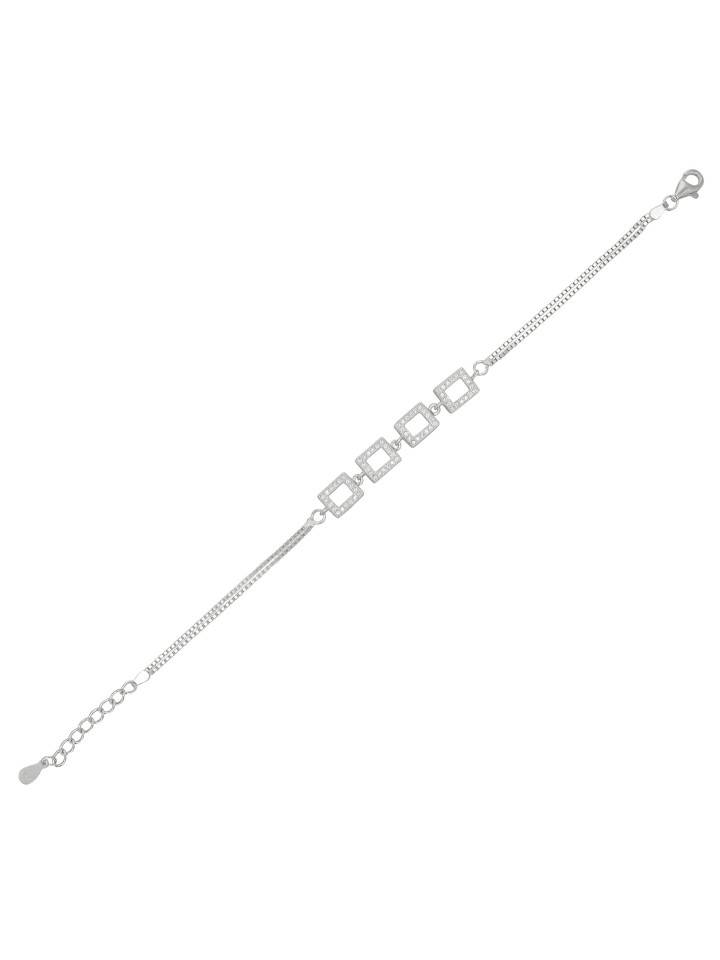 Damen Armband aus 925 Silber mit Zirkonia 17+3 cm in silber
