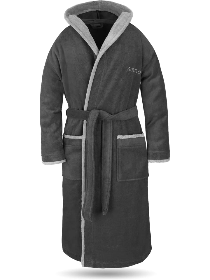 Unisex Baumwoll-Bademantel Rob in Schwarz/Grau