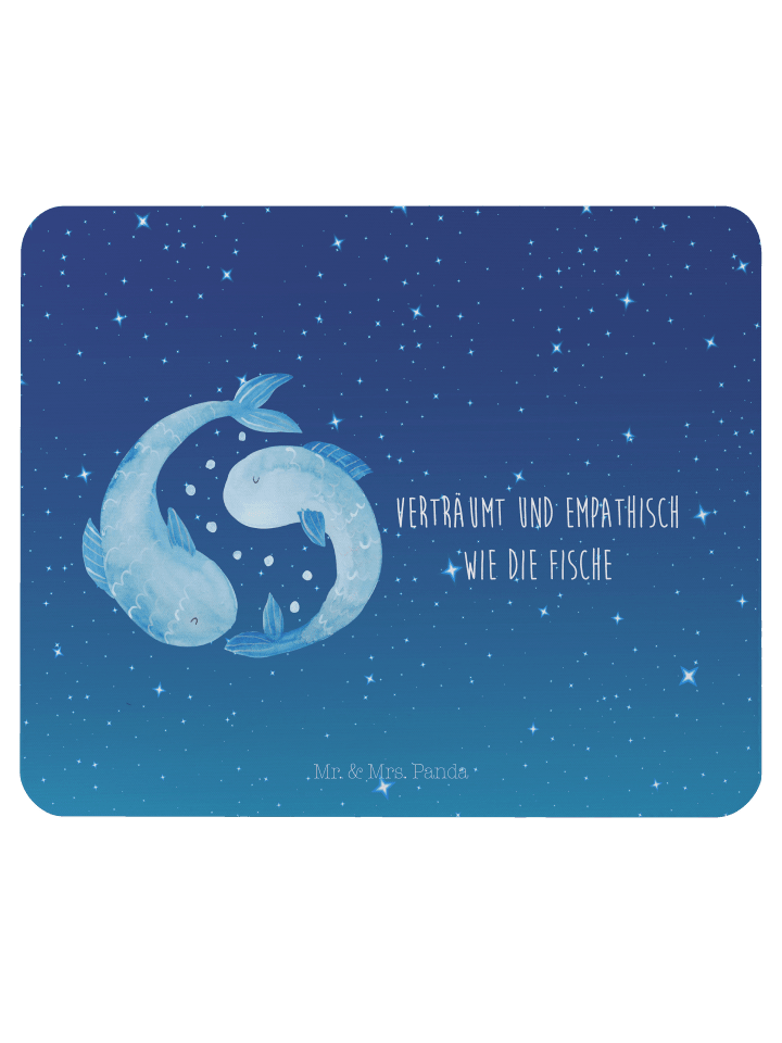 Mousepad Sternzeichen Fische mit Spruch in Sternenhimmel Blau