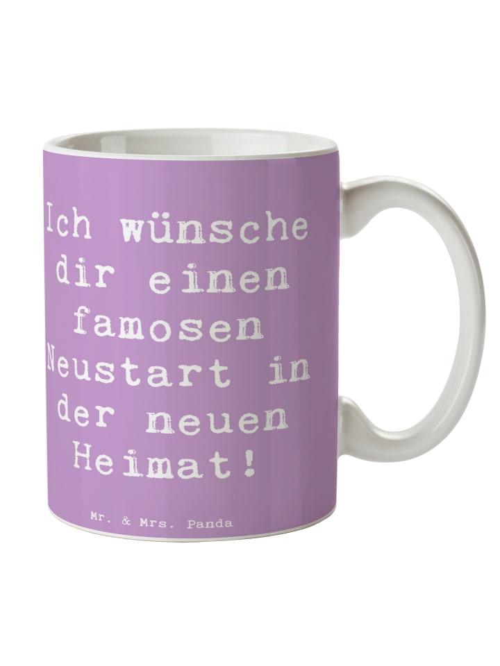 Tasse Neustart Umzug mit Spruch in Lavendeltraum