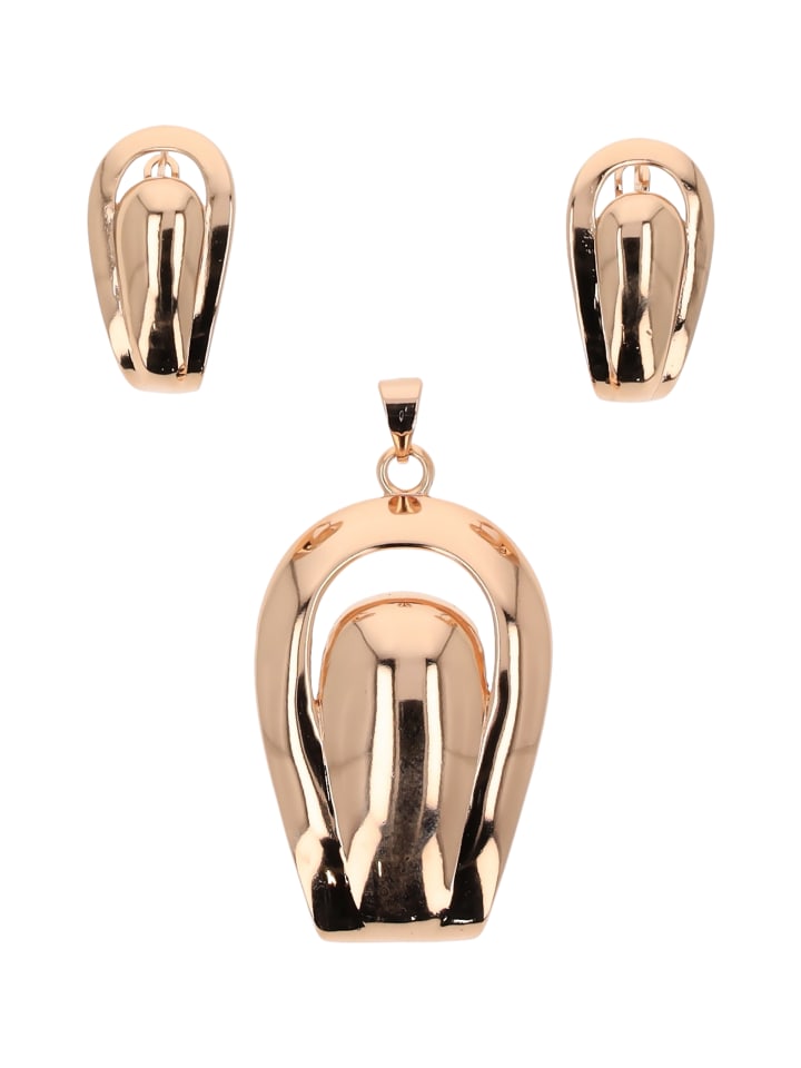 Women Jewelry Set Earrings + Pendant in Rose Gold